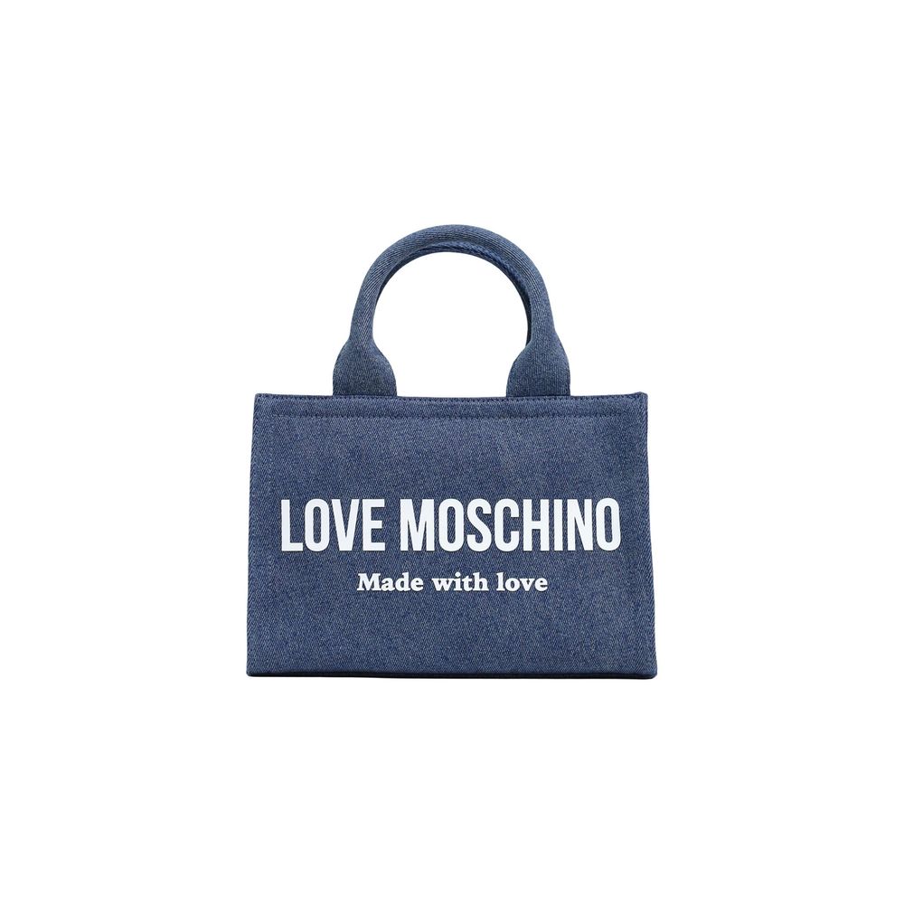 Love Moschino Γαλάζια Βαμβακερή Τσάντα Χειρός