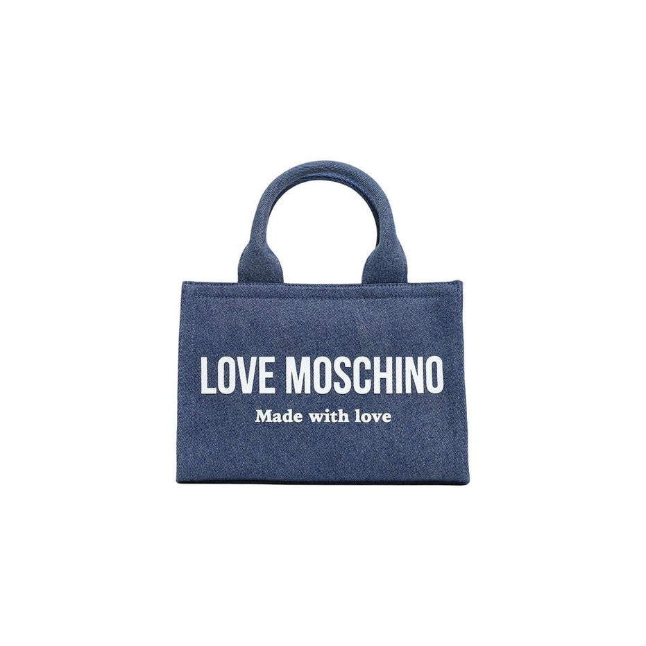 Love Moschino Γαλάζια Βαμβακερή Τσάντα Χειρός