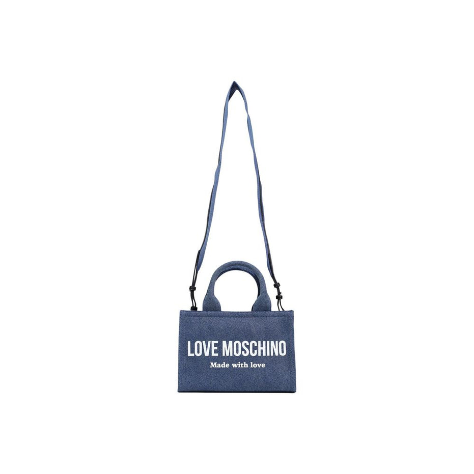 Love Moschino Γαλάζια Βαμβακερή Τσάντα Χειρός