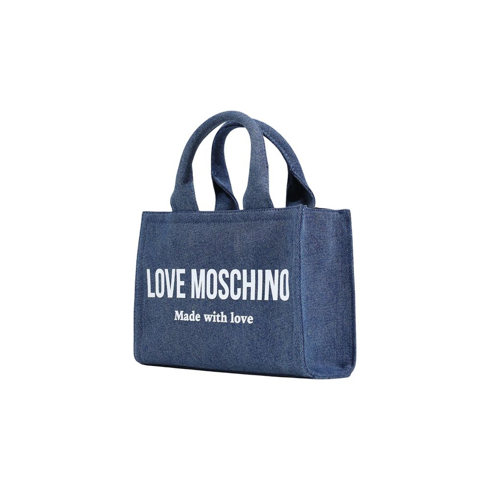 Love Moschino Γαλάζια Βαμβακερή Τσάντα Χειρός