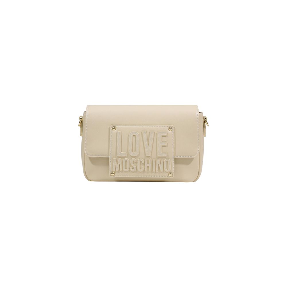 Love Moschino Γυναικεία Τσάντα Ώμου Από Κρεμ Πολυαιθυλένιο