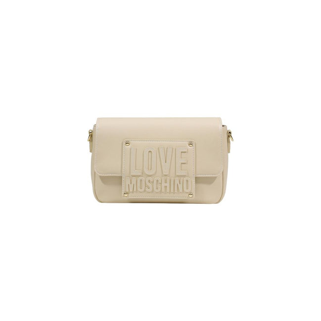 Love Moschino Γυναικεία Τσάντα Ώμου Από Κρεμ Πολυαιθυλένιο