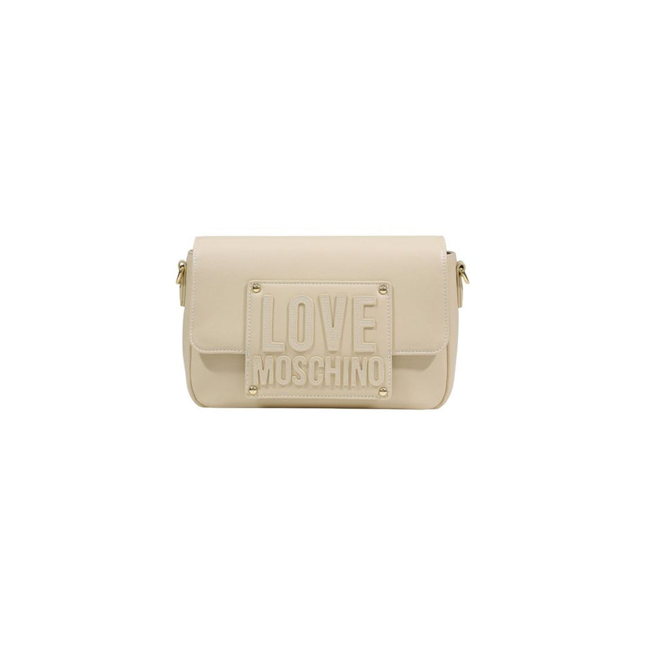 Love Moschino Γυναικεία Τσάντα Ώμου Από Κρεμ Πολυαιθυλένιο