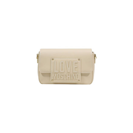 Love Moschino Γυναικεία Τσάντα Ώμου Από Κρεμ Πολυαιθυλένιο