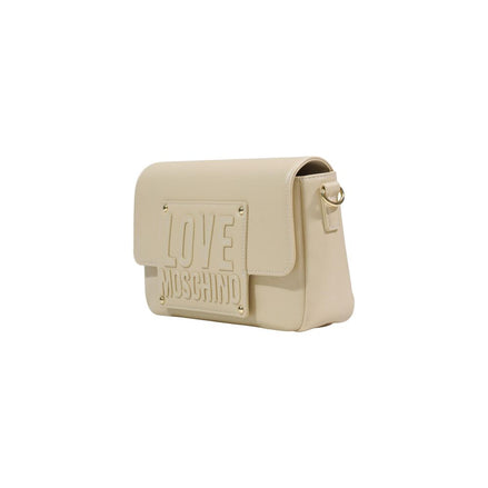 Love Moschino Γυναικεία Τσάντα Ώμου Από Κρεμ Πολυαιθυλένιο