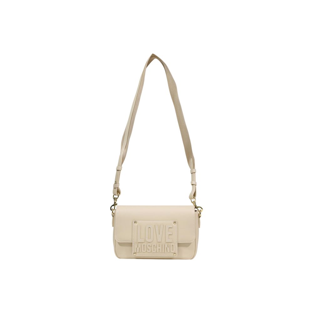 Love Moschino Γυναικεία Τσάντα Ώμου Από Κρεμ Πολυαιθυλένιο