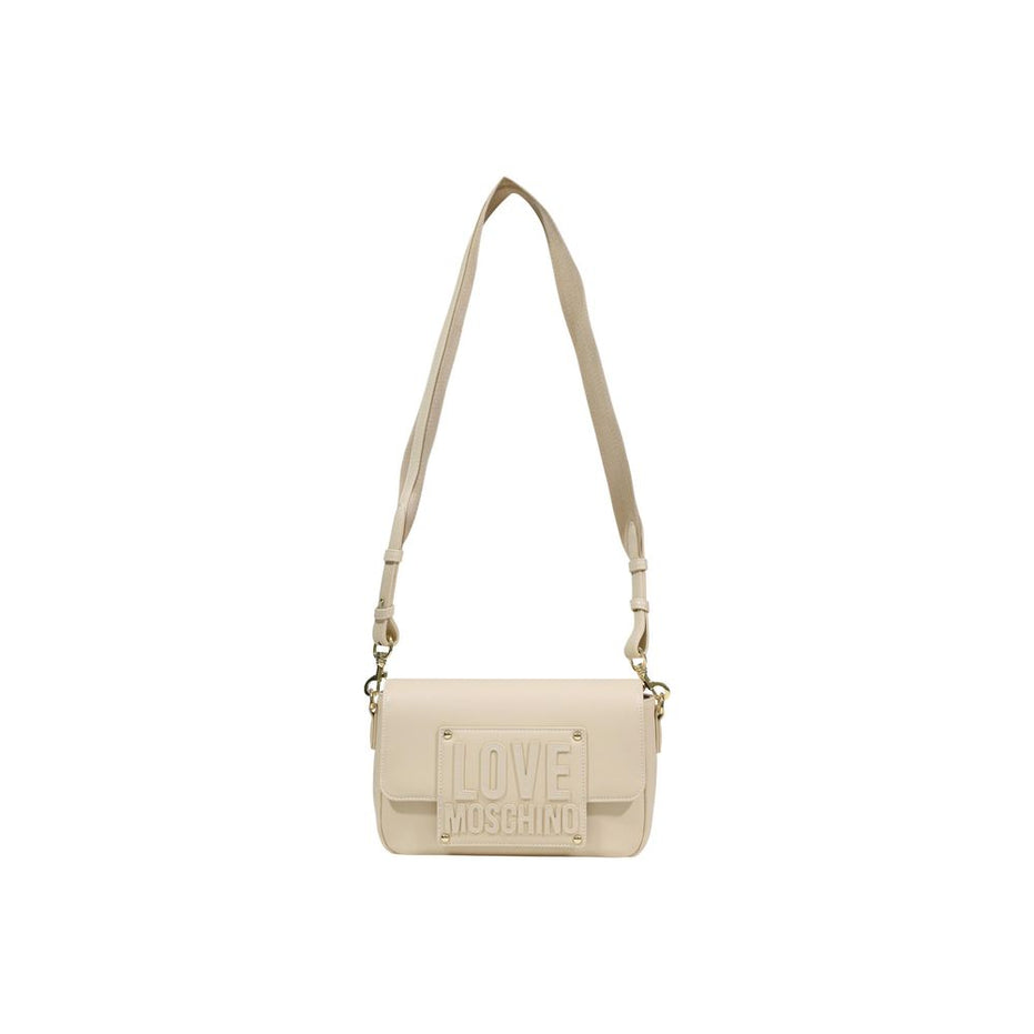 Love Moschino Γυναικεία Τσάντα Ώμου Από Κρεμ Πολυαιθυλένιο