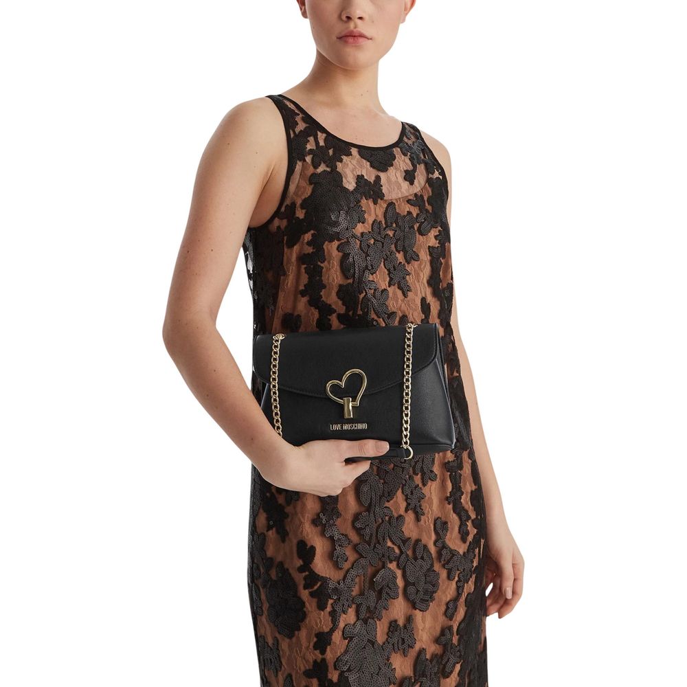 Love Moschino Μαύρη Τσάντα Χειρός από Πολυαιθυλένιο