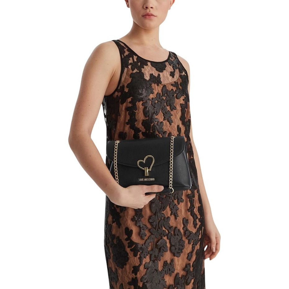 Love Moschino Μαύρη Τσάντα Χειρός από Πολυαιθυλένιο