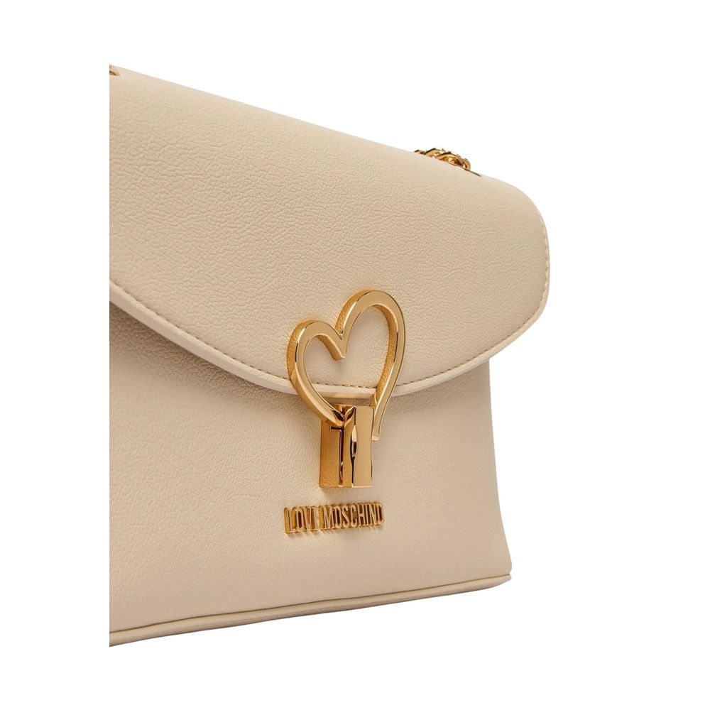 Love Moschino Γυναικεία Τσάντα Ώμου Από Πολυαιθυλένιο Μπεζ