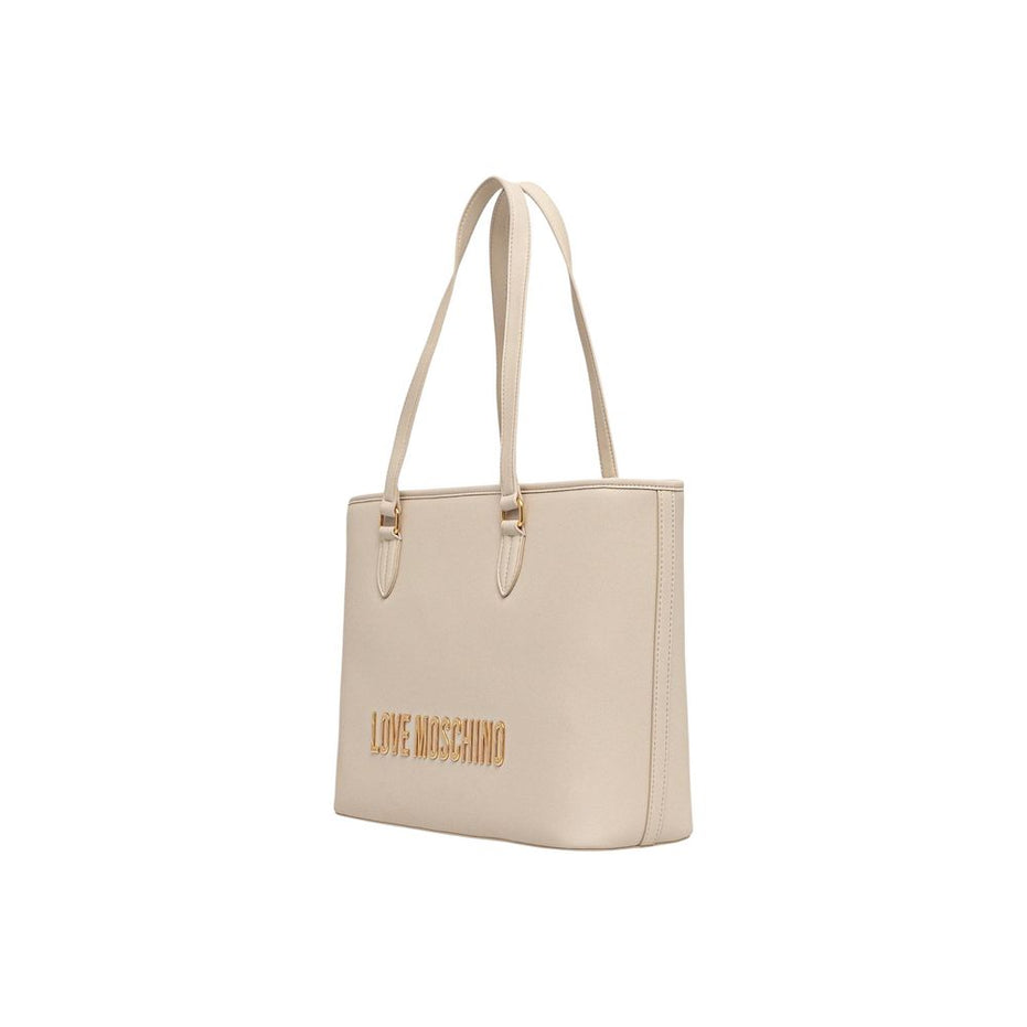 Love Moschino Γυναικεία Τσάντα Ώμου Από Πολυαιθυλένιο Μπεζ