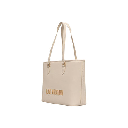 Love Moschino Γυναικεία Τσάντα Ώμου Από Πολυαιθυλένιο Μπεζ