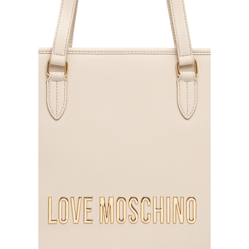 Love Moschino Γυναικεία Τσάντα Ώμου Από Πολυαιθυλένιο Μπεζ
