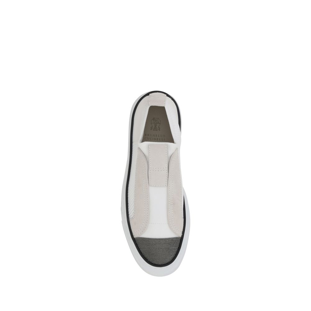 Brunello Cucinelli Λευκά Sneakers με Χαμηλή Κορυφή από Νάιλον