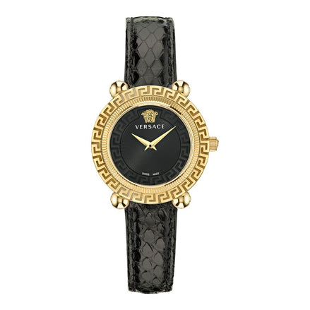 Γυναικείο Ρολόι Versace με Μαύρο Δερμάτινο Λουρί
