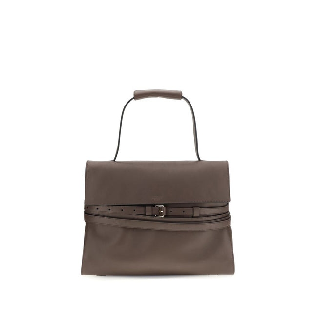 Moschino Brown Calf Leather Bos Taurus Handbag