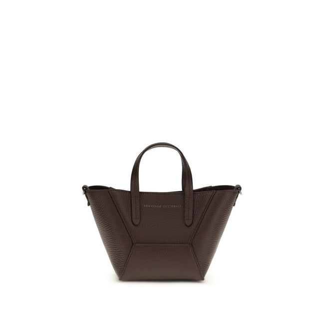 Brunello Cucinelli Bordeaux Calf Leather Bos Taurus Shoulder Bag