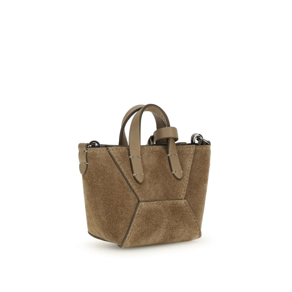 Brunello Cucinelli Brown Calf Leather Bos Taurus Shoulder Bag