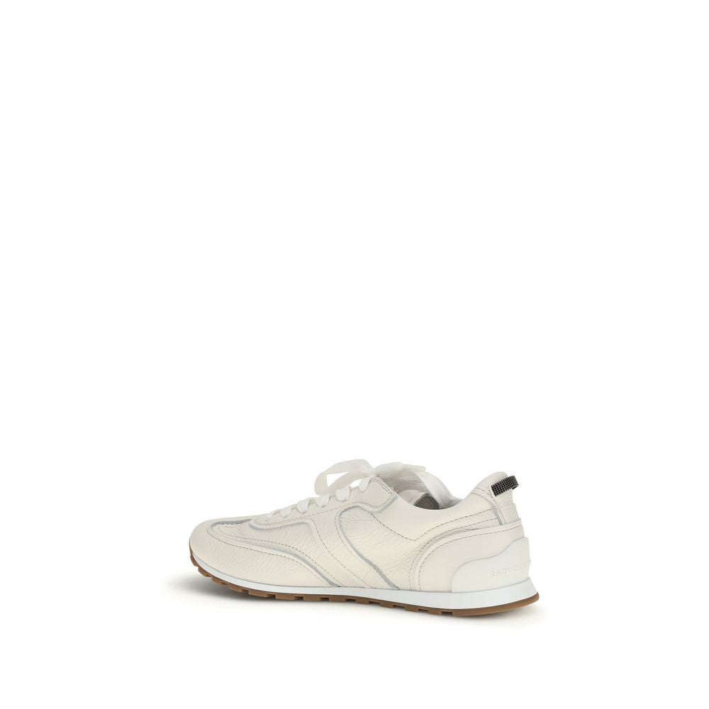 Brunello Cucinelli Λευκά Δερμάτινα Μοσχαρίσια Χαμηλά Sneakers Bos Taurus