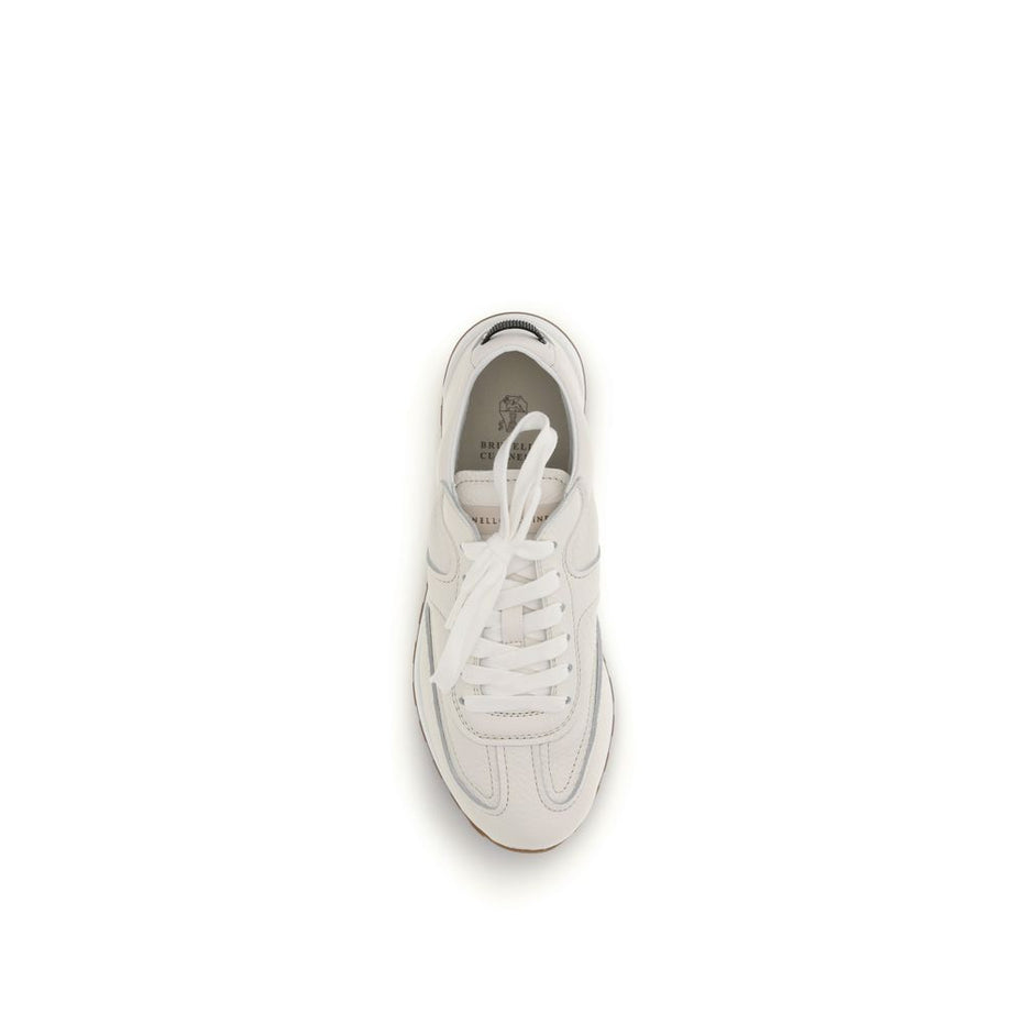 Brunello Cucinelli Λευκά Δερμάτινα Μοσχαρίσια Χαμηλά Sneakers Bos Taurus