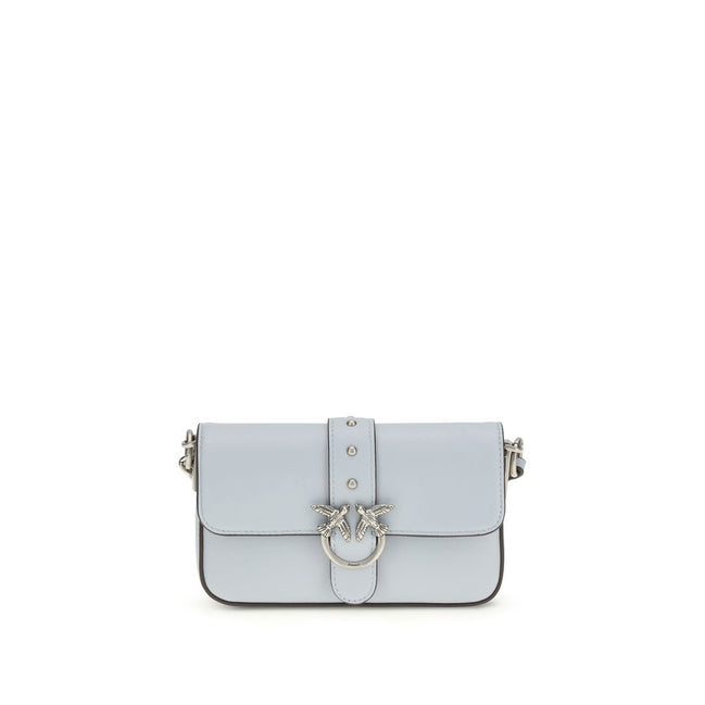 PINKO Blue Calf Leather Bos Taurus Shoulder Bag