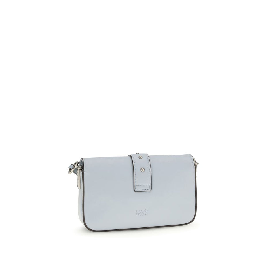 PINKO Blue Calf Leather Bos Taurus Shoulder Bag