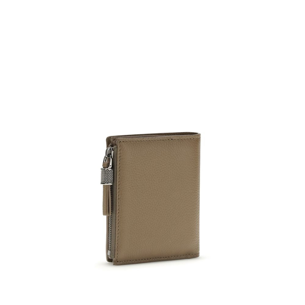 Brunello Cucinelli Brown Calf Leather Bos Taurus Wallet