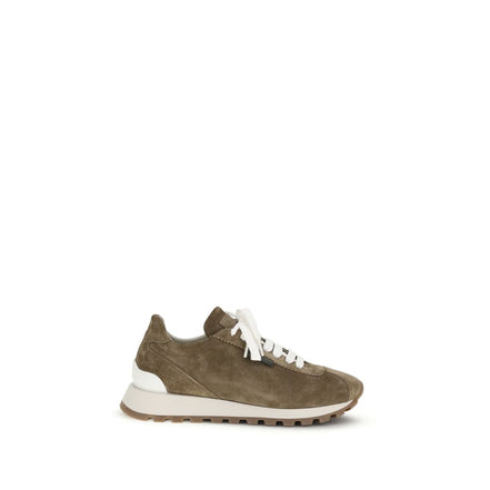 Brunello Cucinelli Brown Calf Leather Bos Taurus Platform Sneakers
