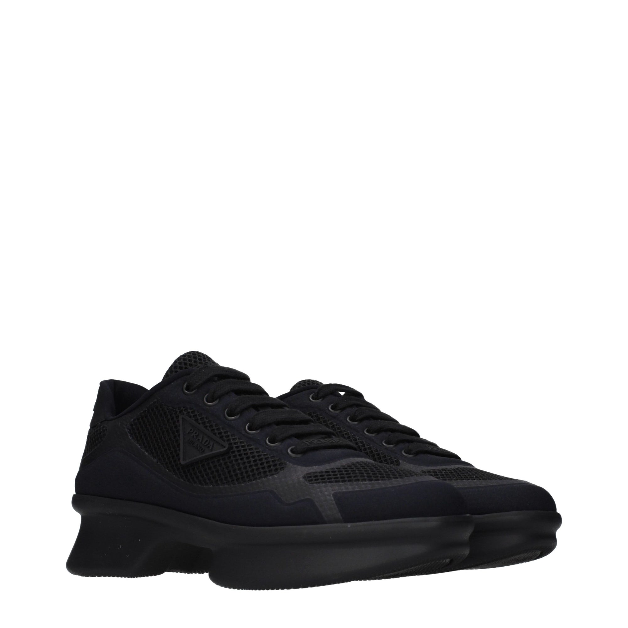 Μαύρα υφασμάτινα χαμηλά sneakers Prada
