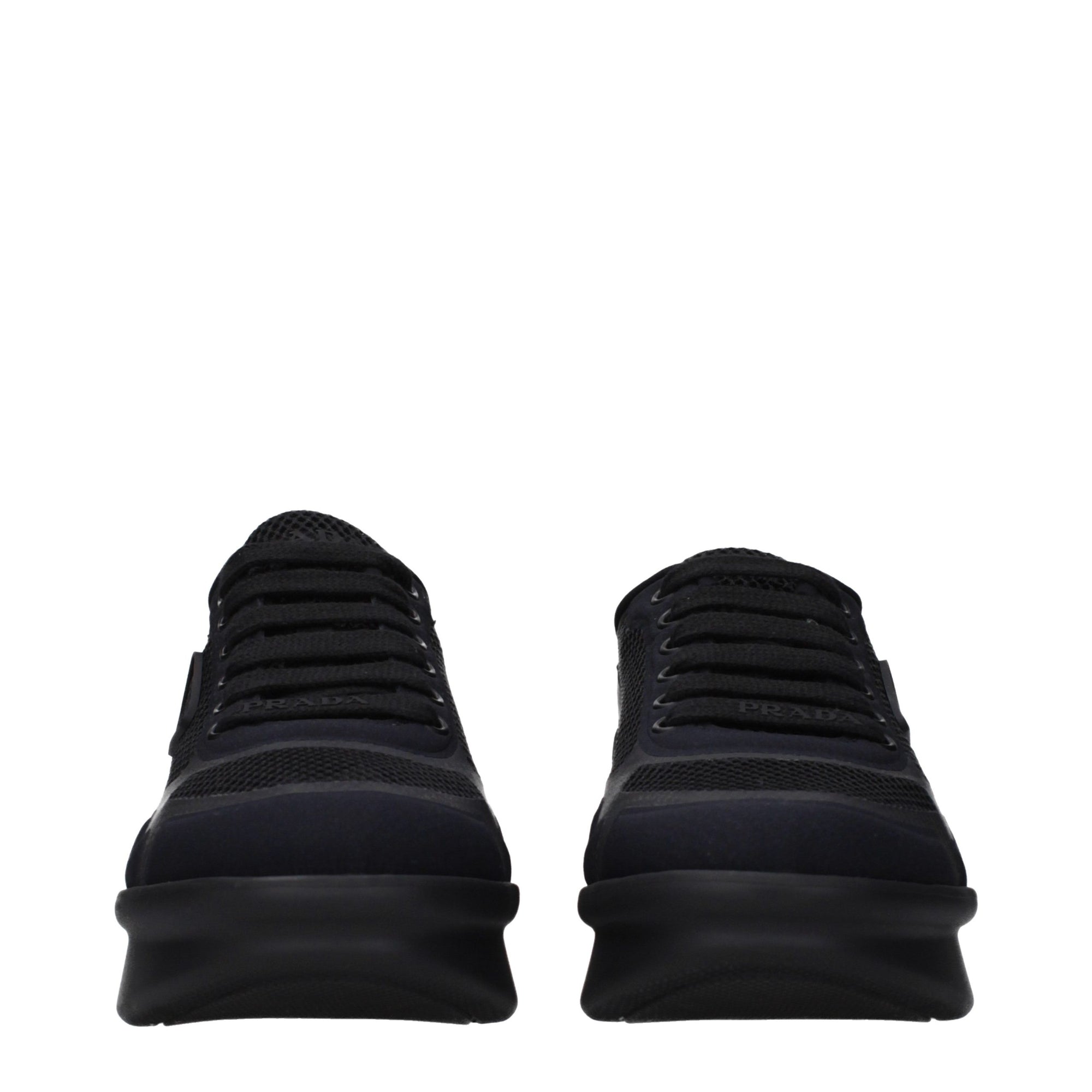 Μαύρα υφασμάτινα χαμηλά sneakers Prada