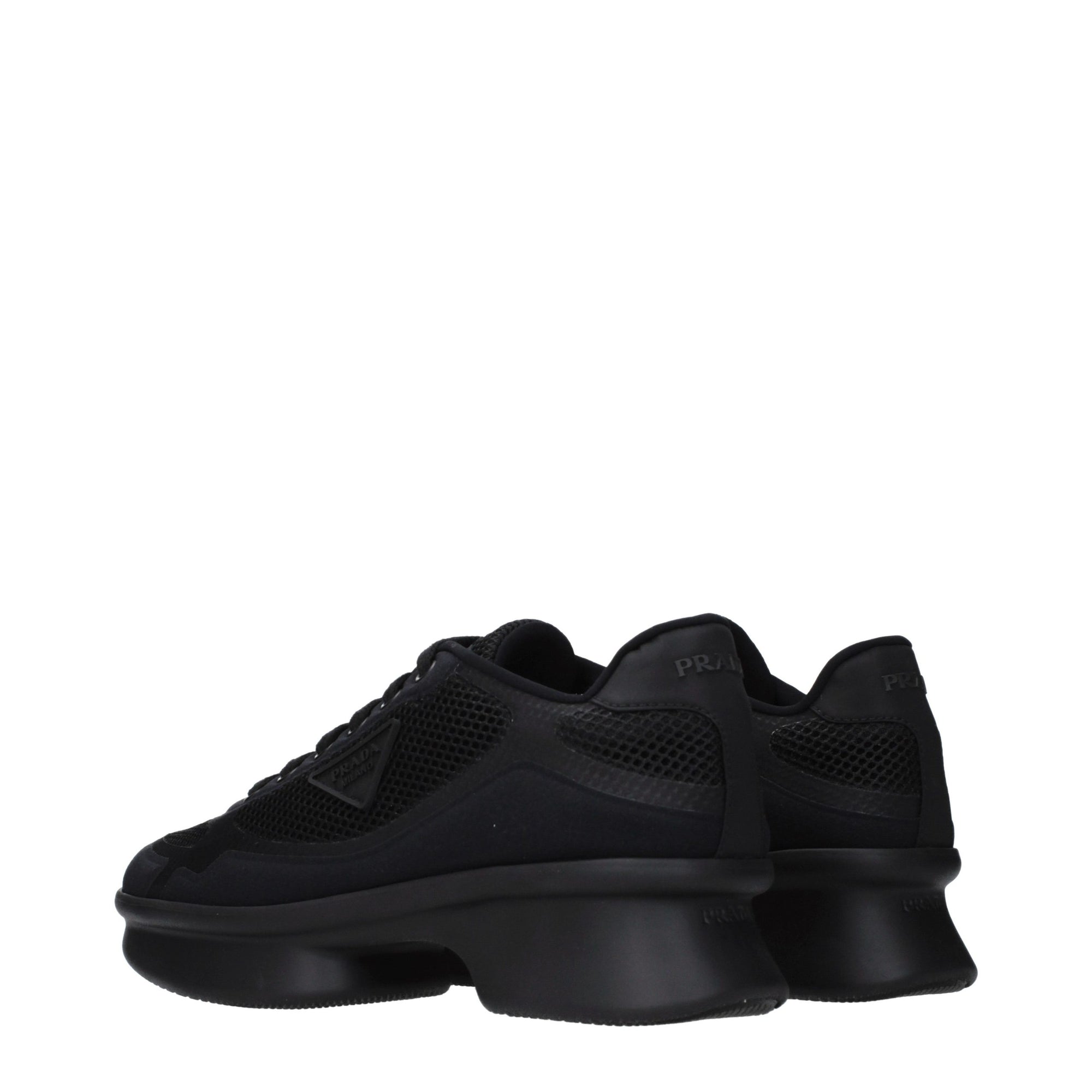 Μαύρα υφασμάτινα χαμηλά sneakers Prada