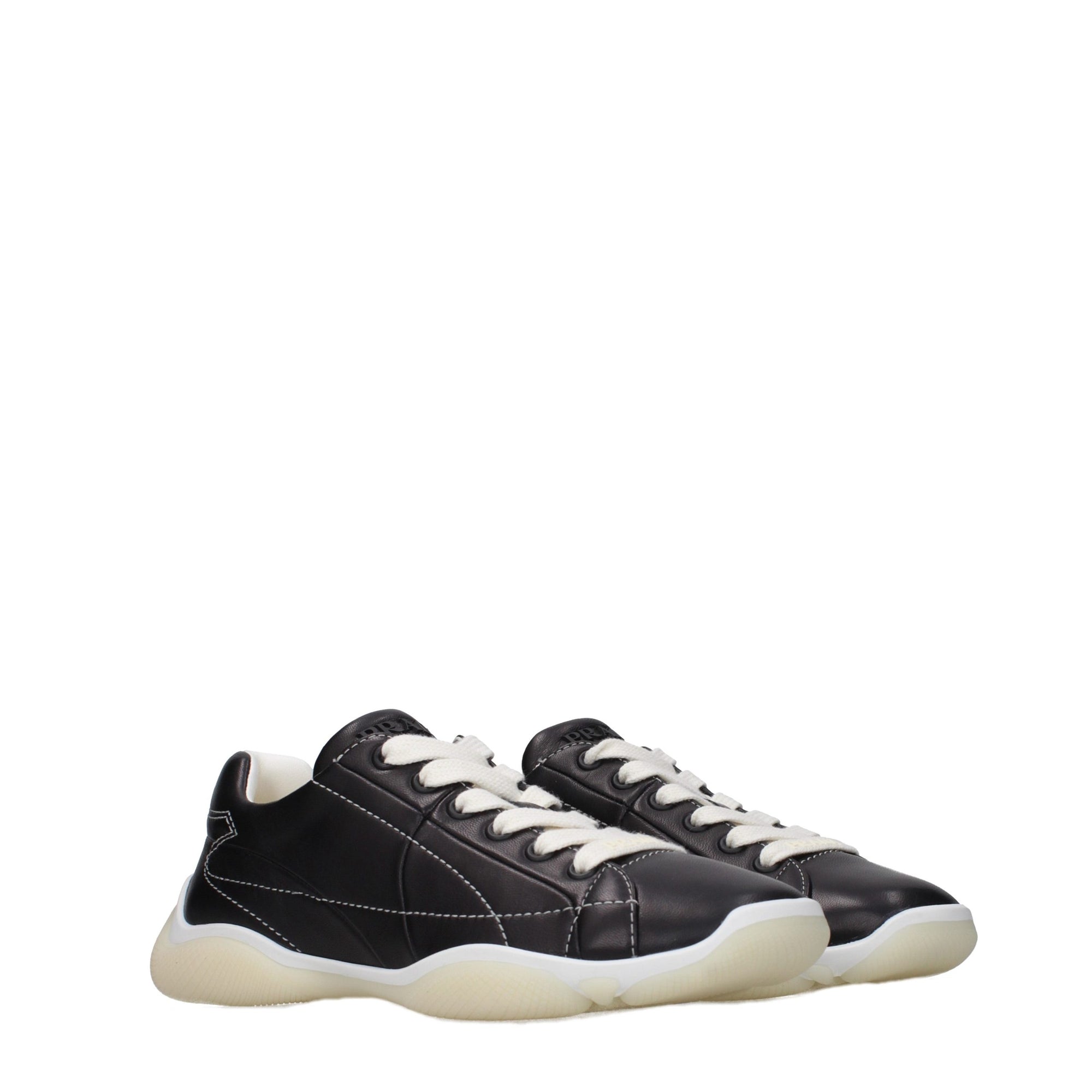 Μαύρα δερμάτινα sneakers Prada