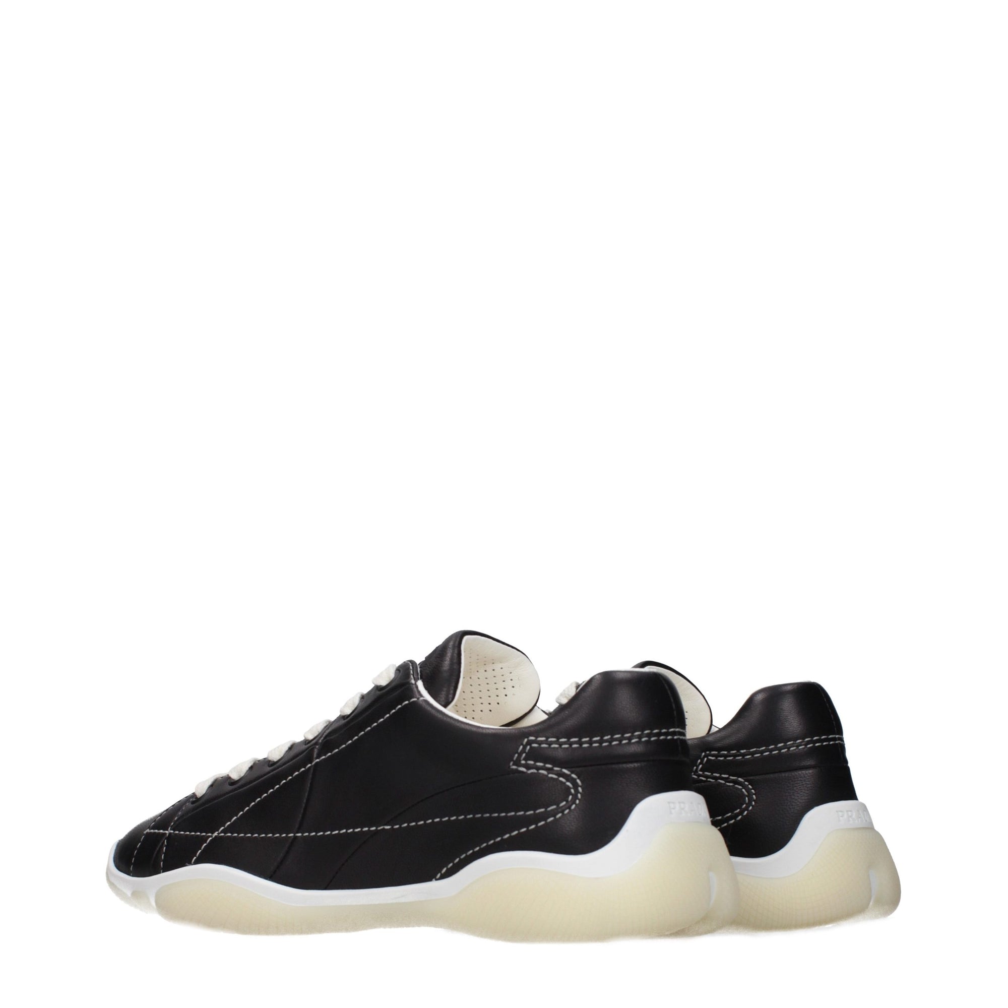 Μαύρα δερμάτινα sneakers Prada