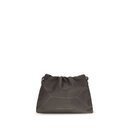 Brunello Cucinelli Brown Leather Drawstring Shoulder Bag