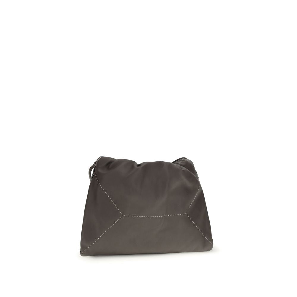 Brunello Cucinelli Brown Leather Drawstring Shoulder Bag