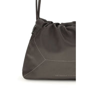 Brunello Cucinelli Brown Leather Drawstring Shoulder Bag