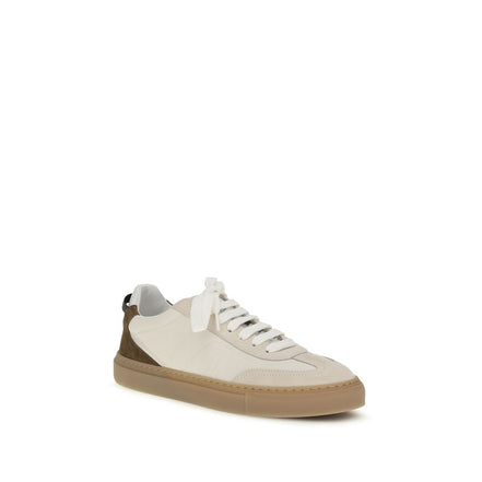 Brunello Cucinelli Μπεζ Sneakers με Χαμηλή Κορυφή από Δέρμα Μόσχου Bos Taurus