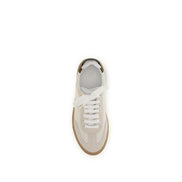 Brunello Cucinelli Μπεζ Sneakers με Χαμηλή Κορυφή από Δέρμα Μόσχου Bos Taurus