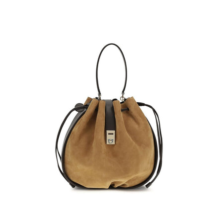 Ferragamo Brown Calf Leather Bos Taurus Backet Bag