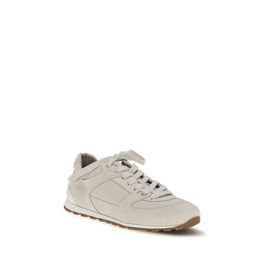 Brunello Cucinelli Μπεζ Sneakers με Χαμηλή Κορυφή από Δέρμα Μόσχου Bos Taurus
