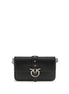 PINKO Black Calf Leather Bos Taurus Shoulder Bag