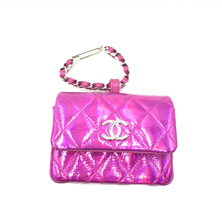 Τσαντάκι Chanel από Ροζ Ιριδίζον Δερμάτινο Καπιτονέ