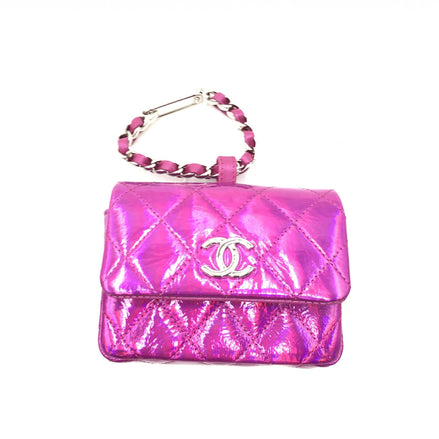 Chanel Ιριδίζουσα Ροζ Καπιτονέ Δερμάτινη Θήκη