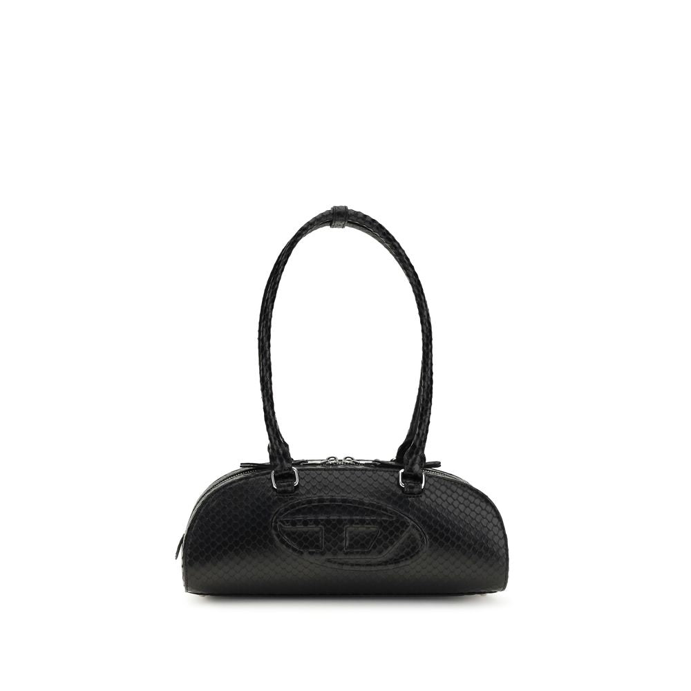 Diesel 1DR Dome Black Leather Shoulder Bag