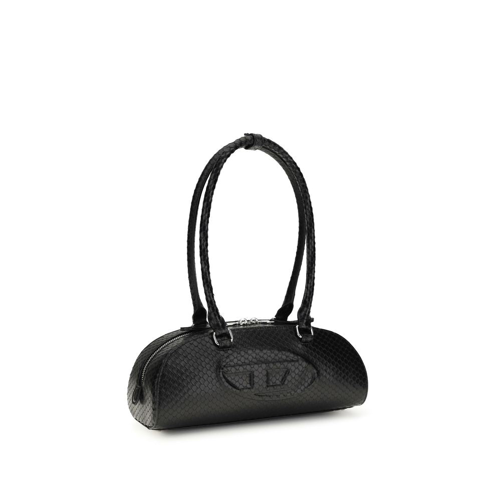 Diesel 1DR Dome Black Leather Shoulder Bag