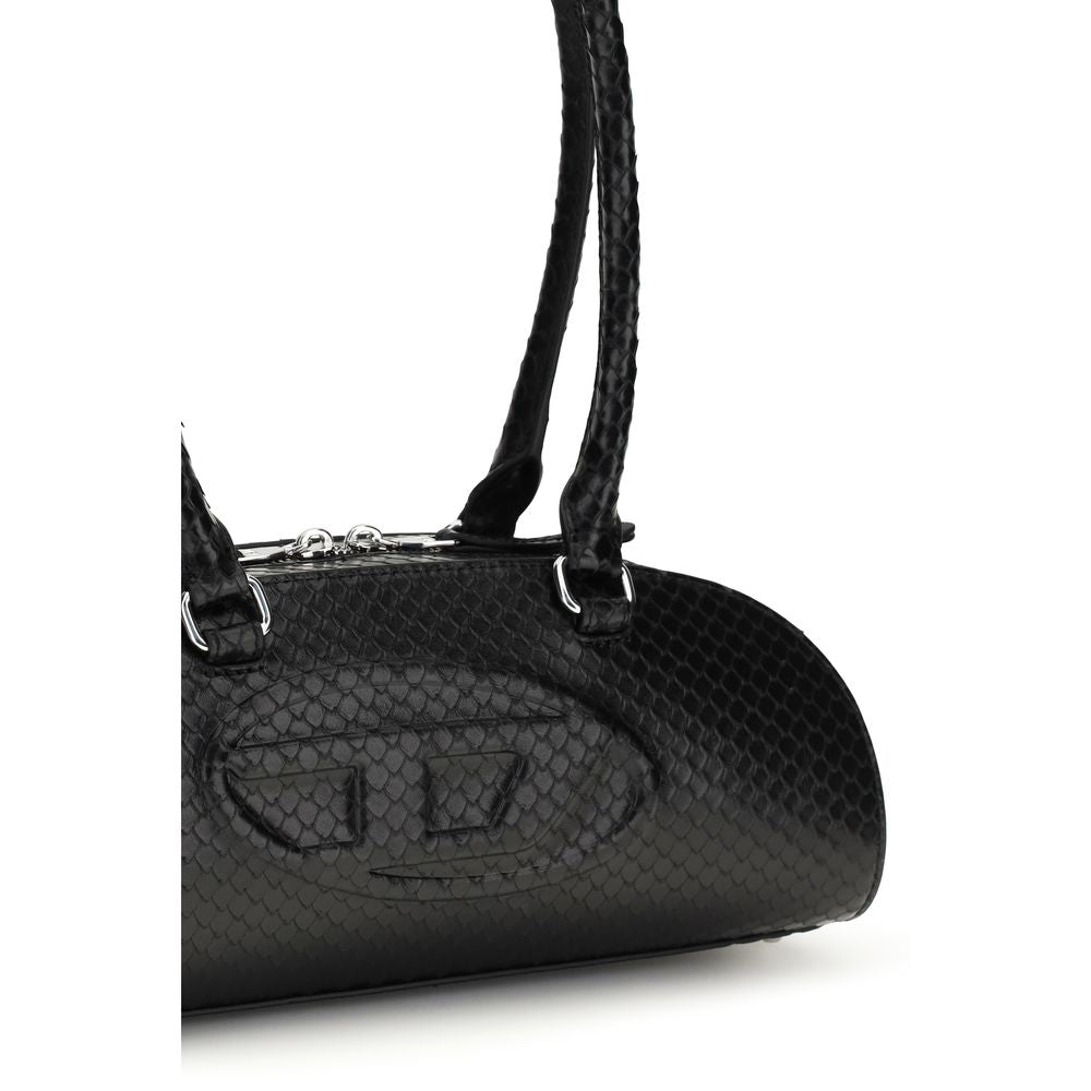 Diesel 1DR Dome Black Leather Shoulder Bag