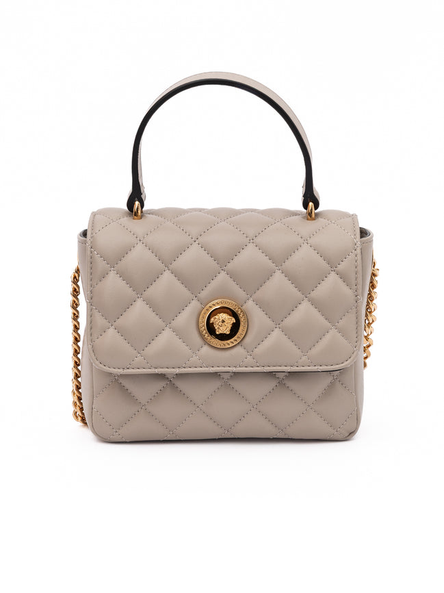 Τσάντα Χειρός Versace Καπιτονέ Δέρμα Taupe