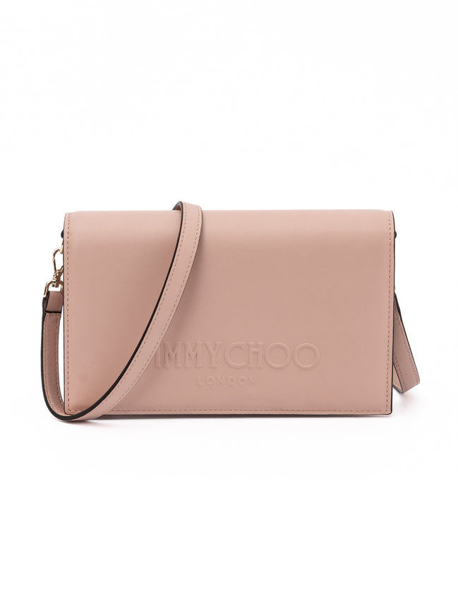 Τσάντα Ώμου Jimmy Choo Podwer Pink Avenue από Δέρμα
