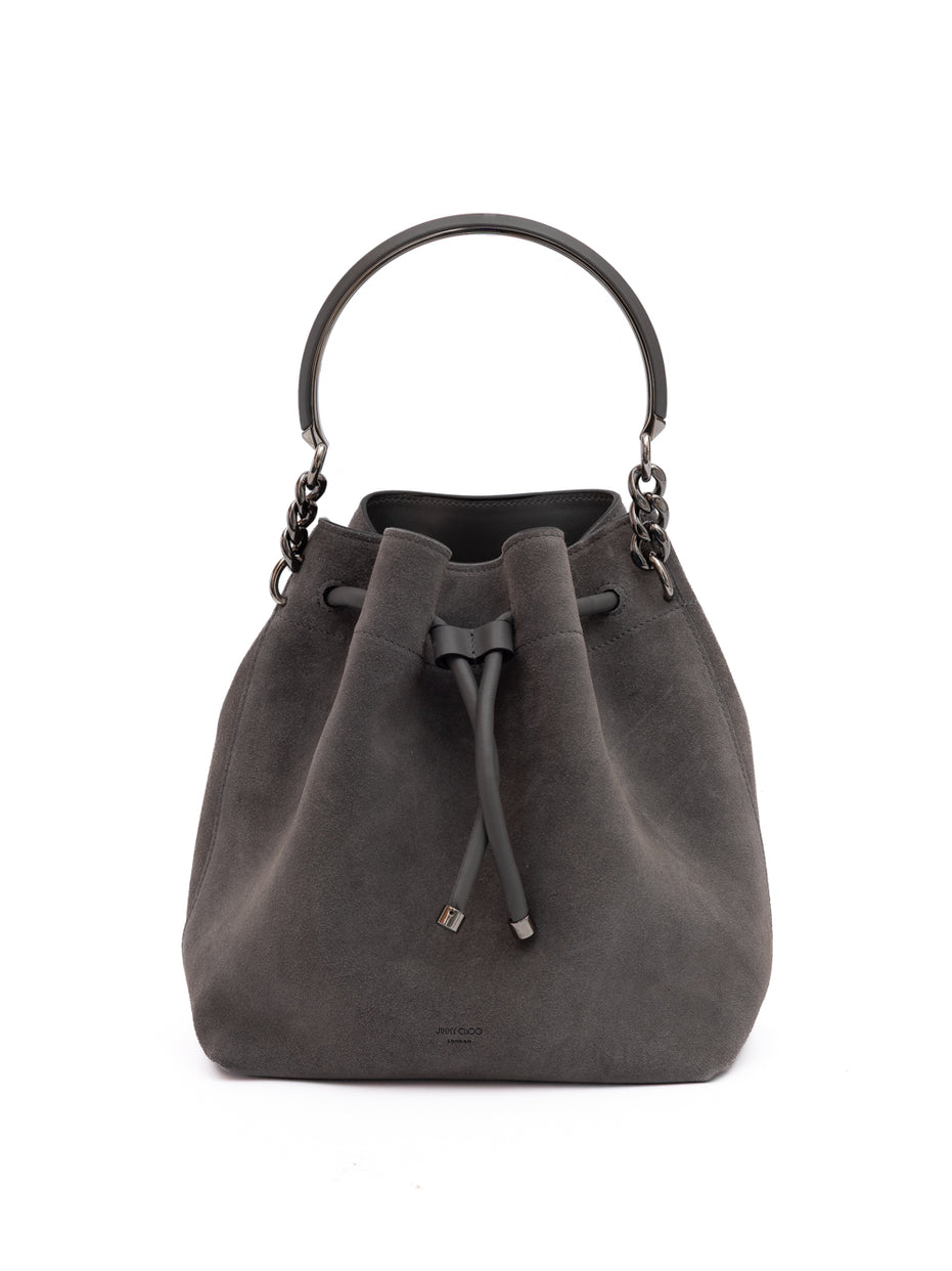 Jimmy Choo Σκούρο Γκρι Bon Bon Suede Bucket