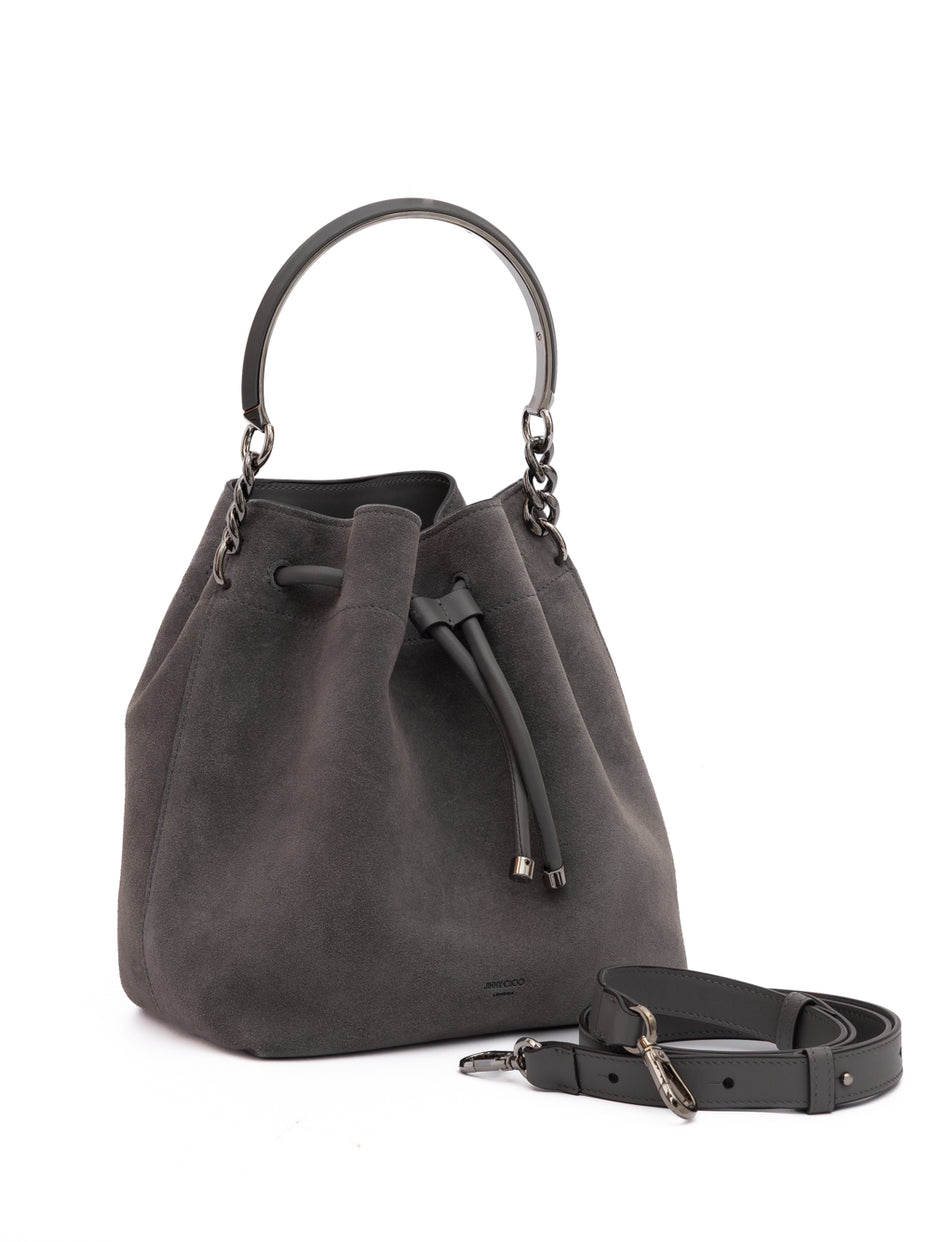 Jimmy Choo Σκούρο Γκρι Bon Bon Suede Bucket